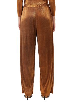 Taina Metallic Pleated Jersey Pants