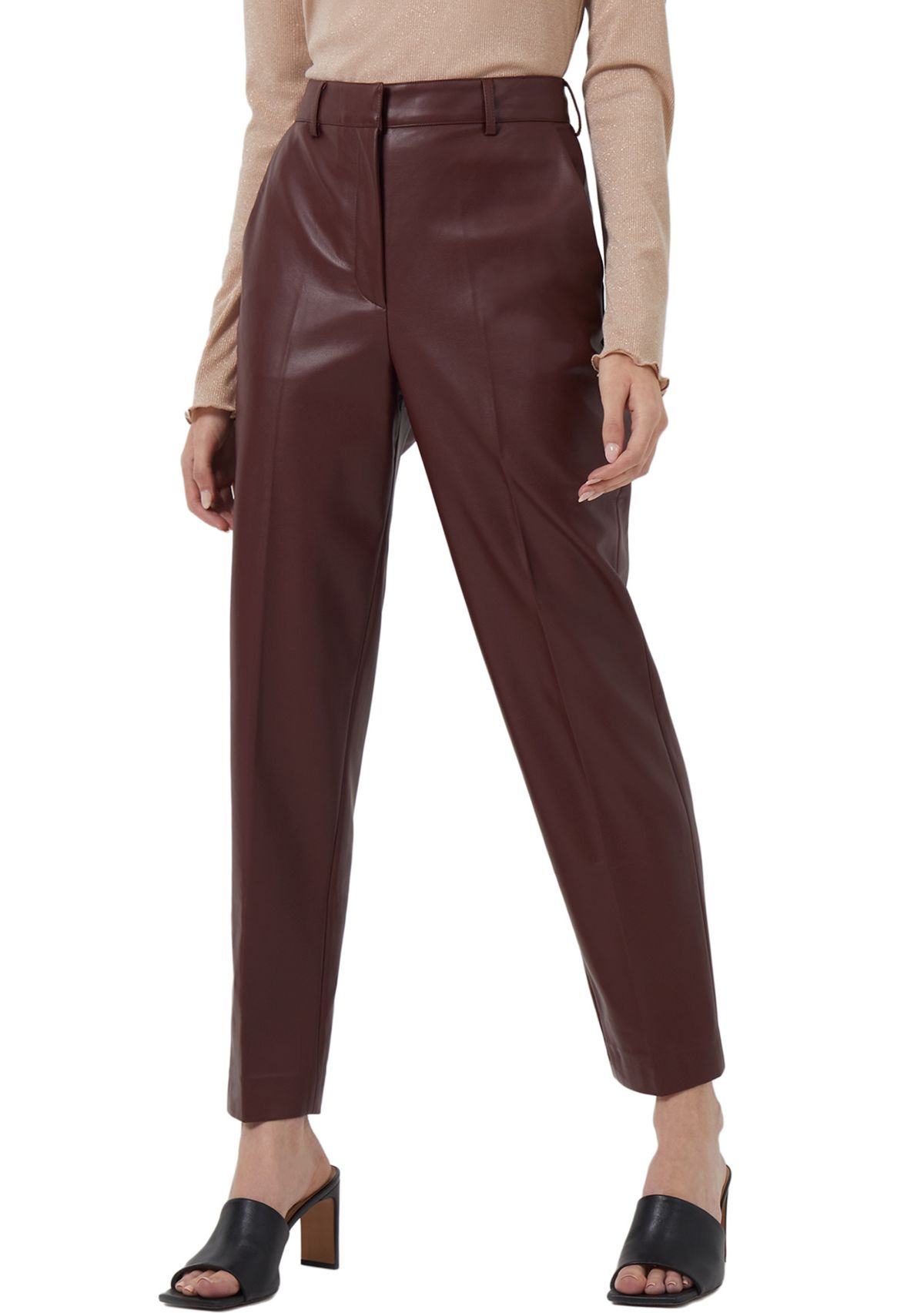 Crolenda Faux Leather Straight Pants