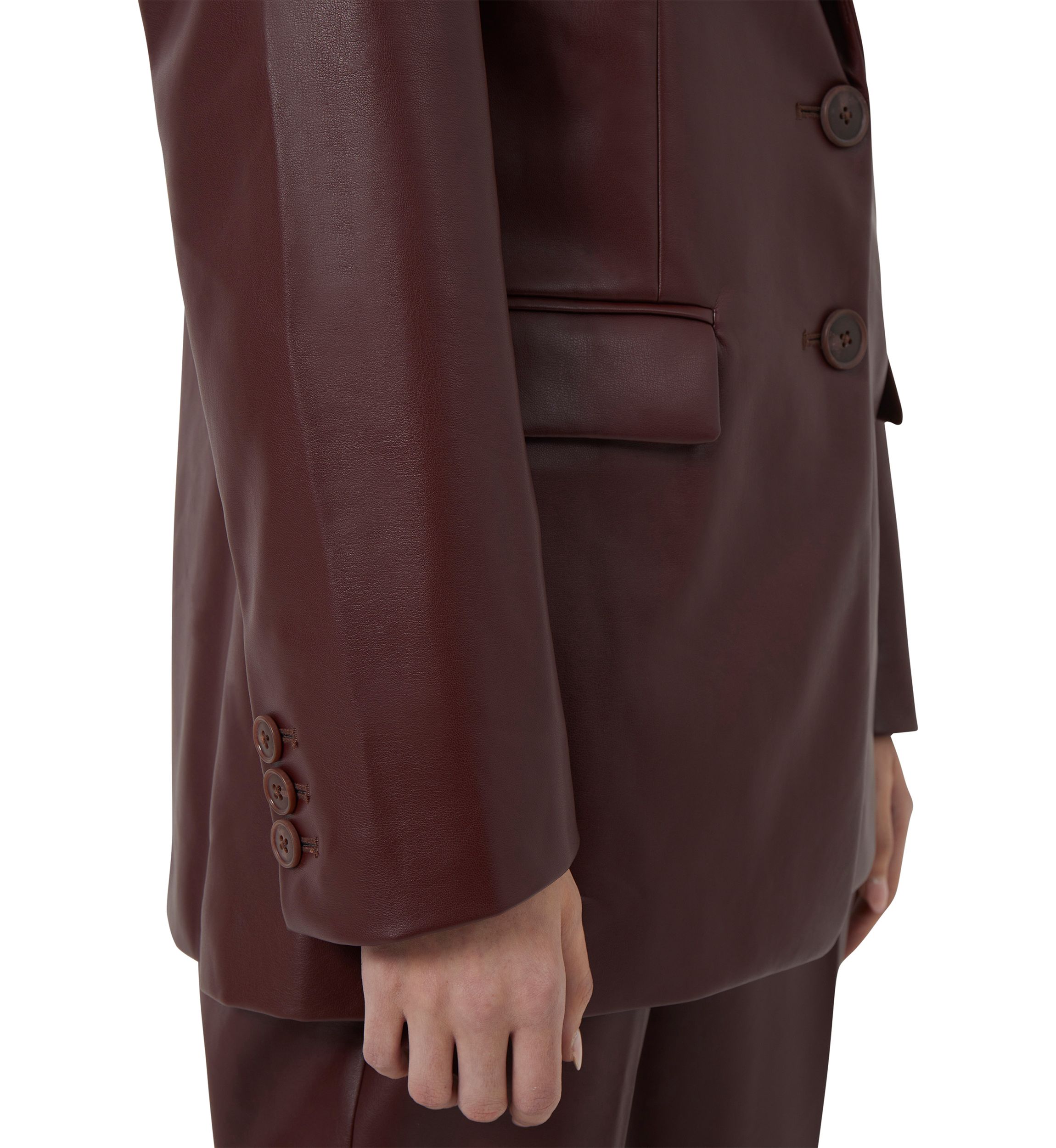 Crolenda Faux Leather Blazer
