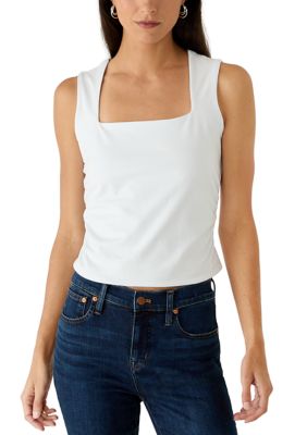 French Connection Women's Square Neck T-Shirt with Side Shirring