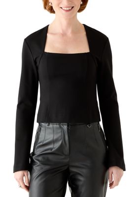 French Connection Women's Cleo Ponte Knit Long Sleeve Fitted Top