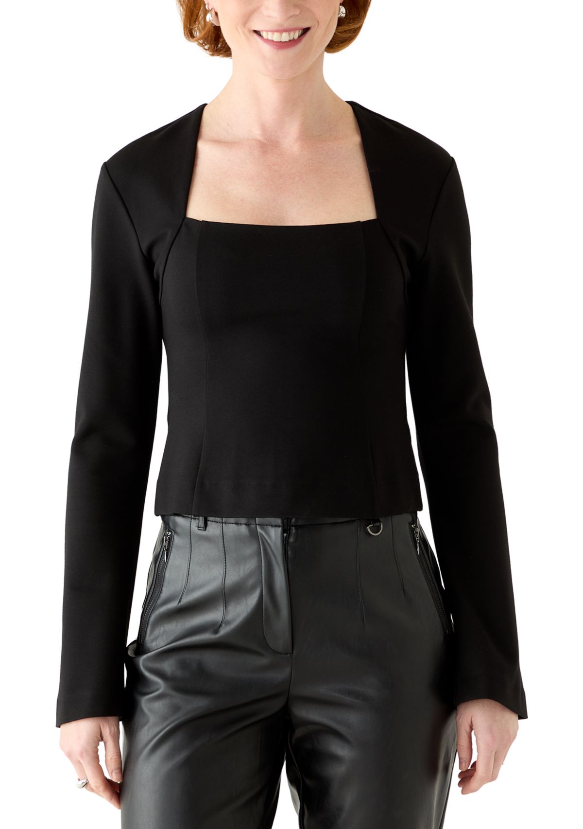 Cleo Ponte Knit Long Sleeve Fitted Top