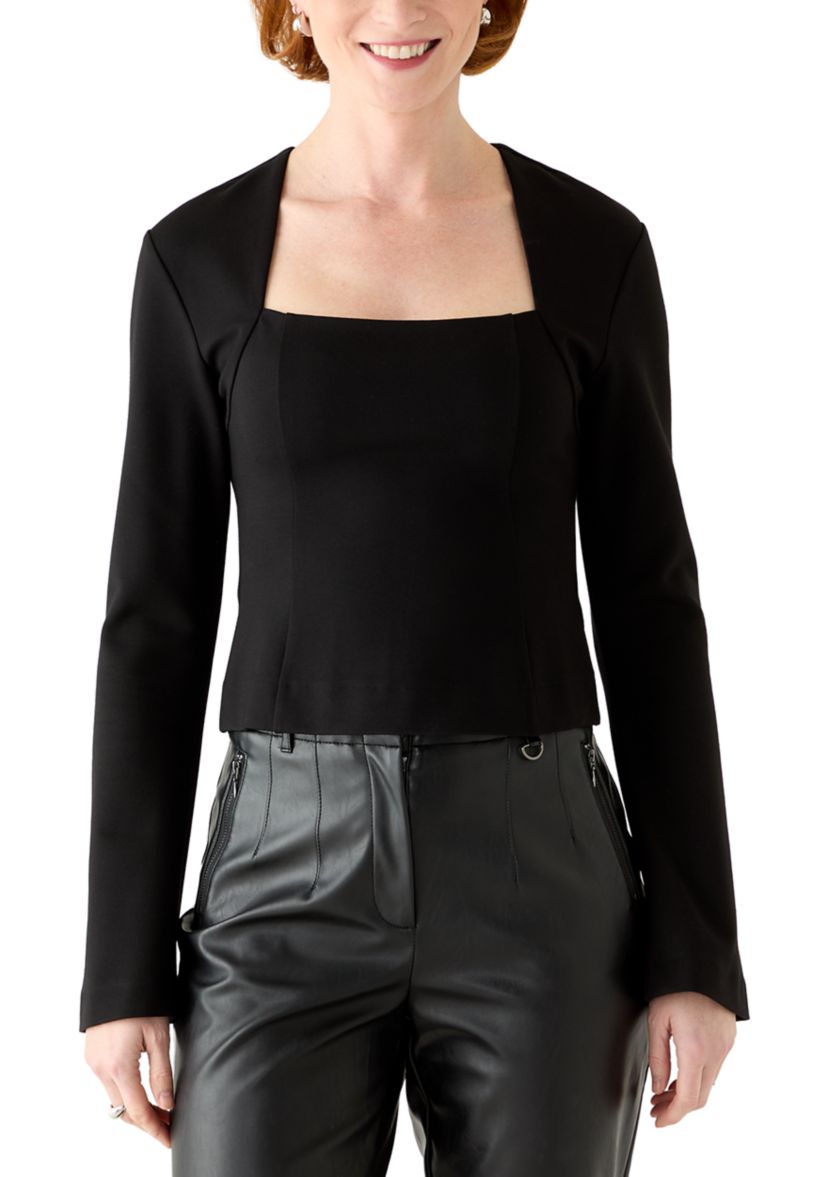 Cleo Ponte Knit Long Sleeve Fitted Top