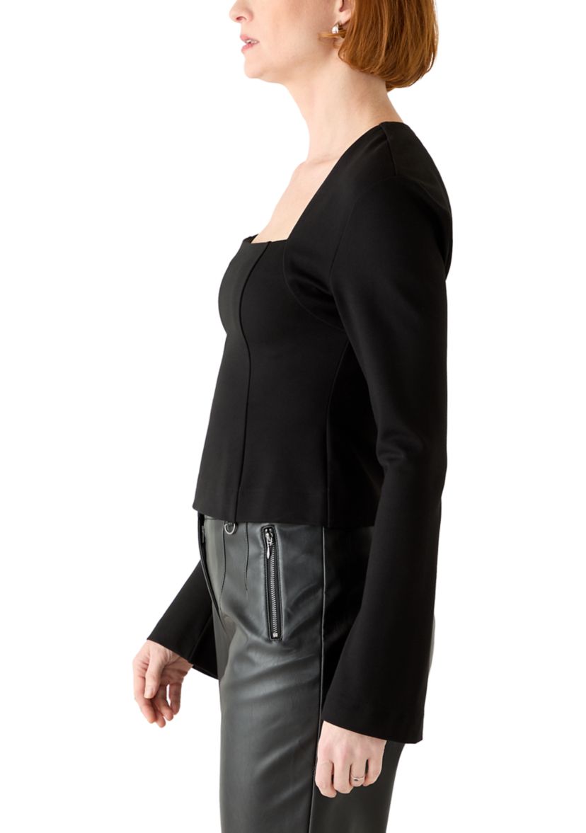 Cleo Ponte Knit Long Sleeve Fitted Top