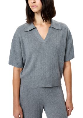 French Connection Women's Javier Knit V-Neck Short Sleeve Top