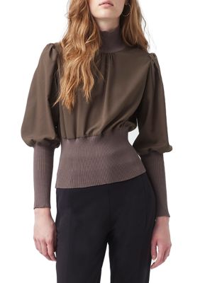 Puff Sleeve Mock Neck Top