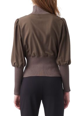 Puff Sleeve Mock Neck Top