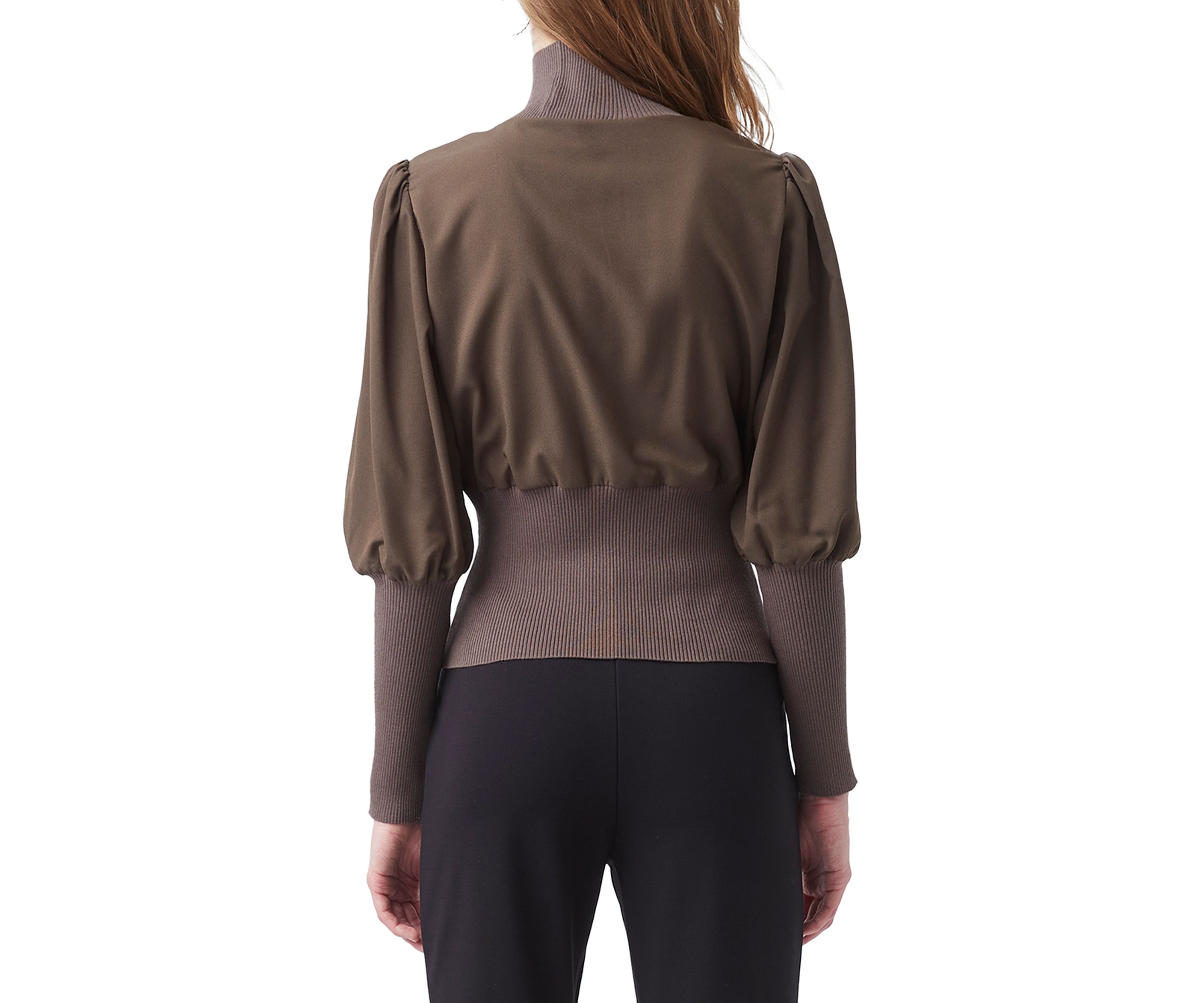 Puff Sleeve Mock Neck Top