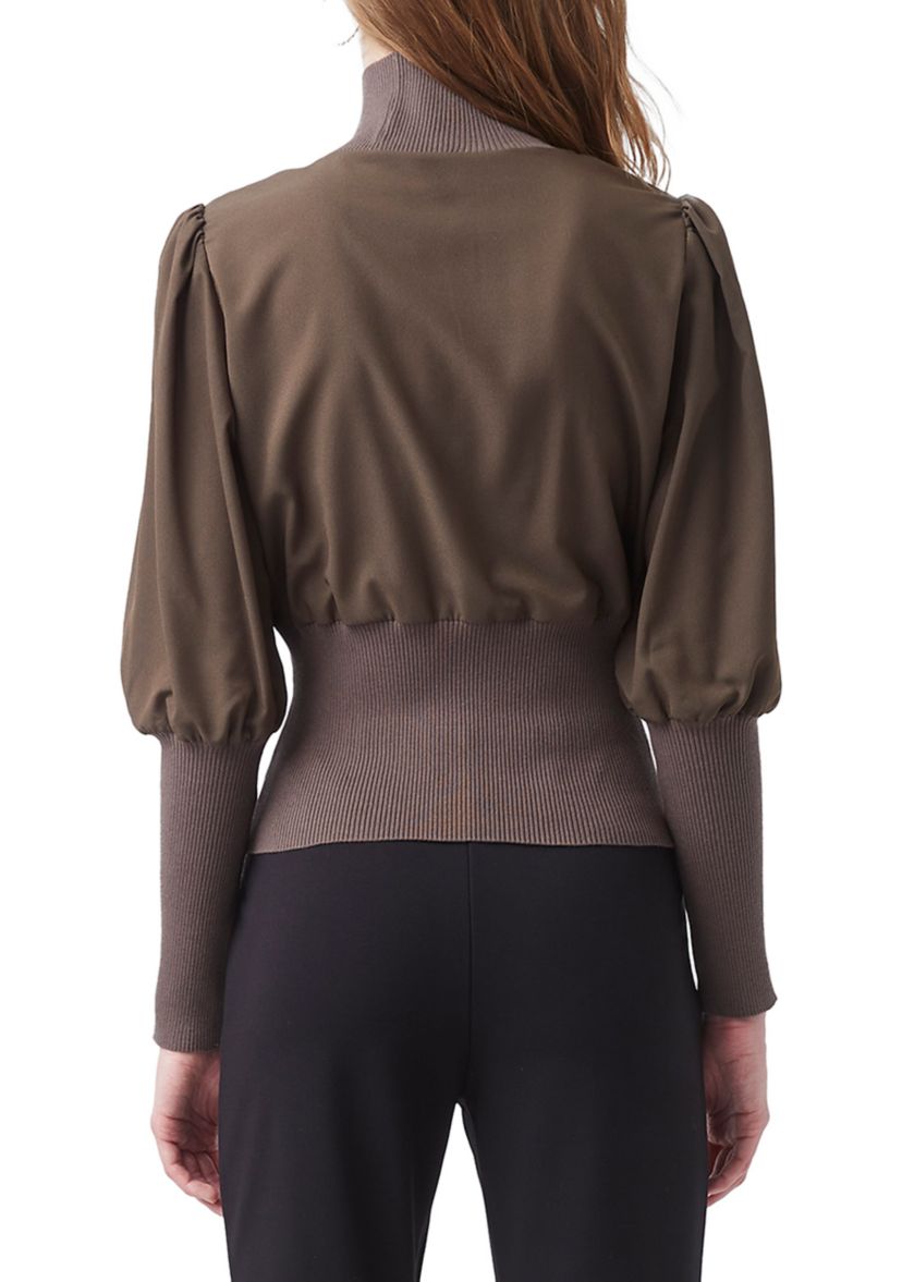 Puff Sleeve Mock Neck Top