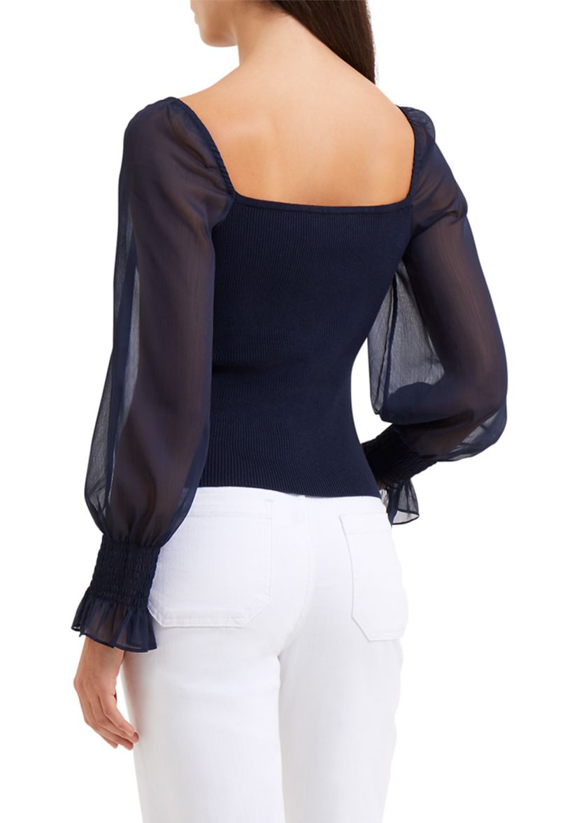 Maia Krista Crepe Mix Jumper Top
