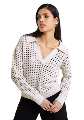 Manda Pointelle Collared Jumper