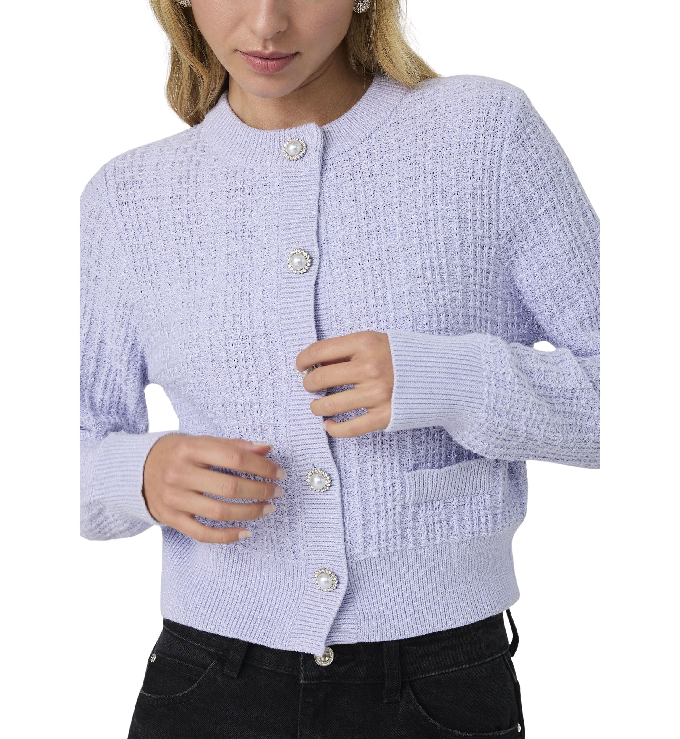 Lurex Tweed Knit Cardigan