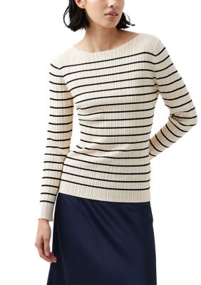 French Connection Women's Stripe Crinkle Knit Top