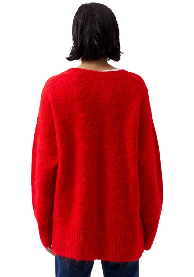 Fluffy Knit V-Neck Jumper
