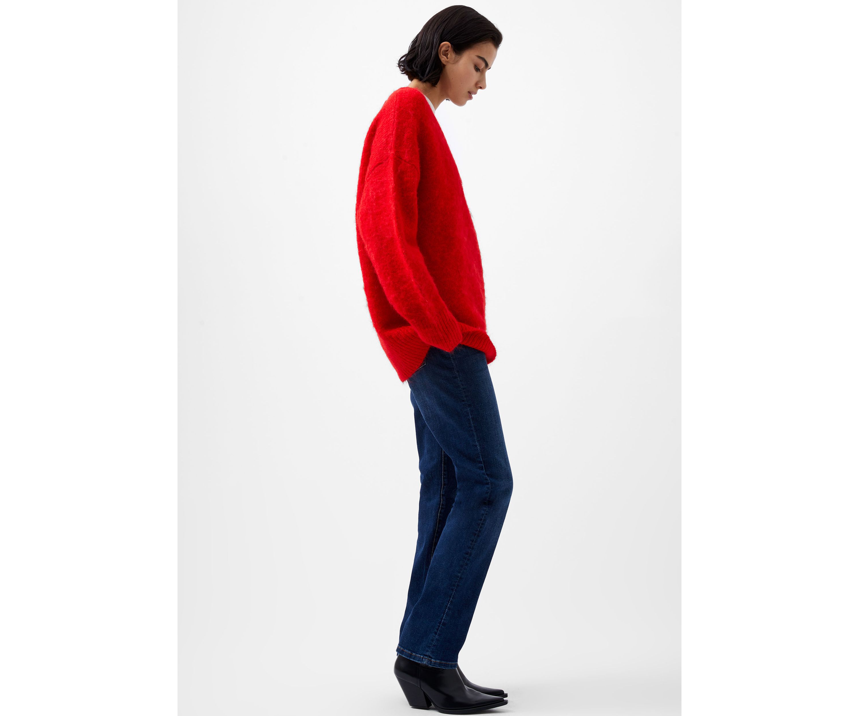 Fluffy Knit V-Neck Jumper