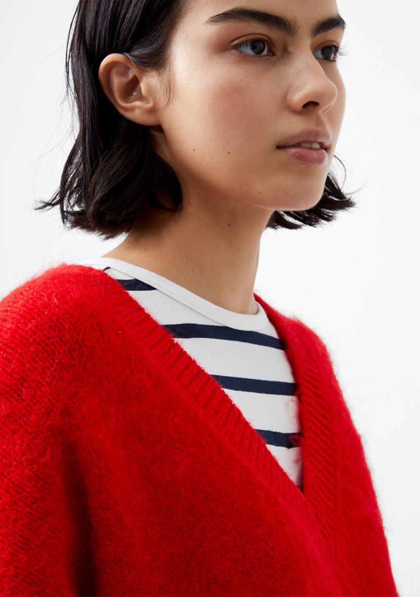 Fluffy Knit V-Neck Jumper