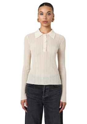 French Connection Women's Linen Blend Button Up Top