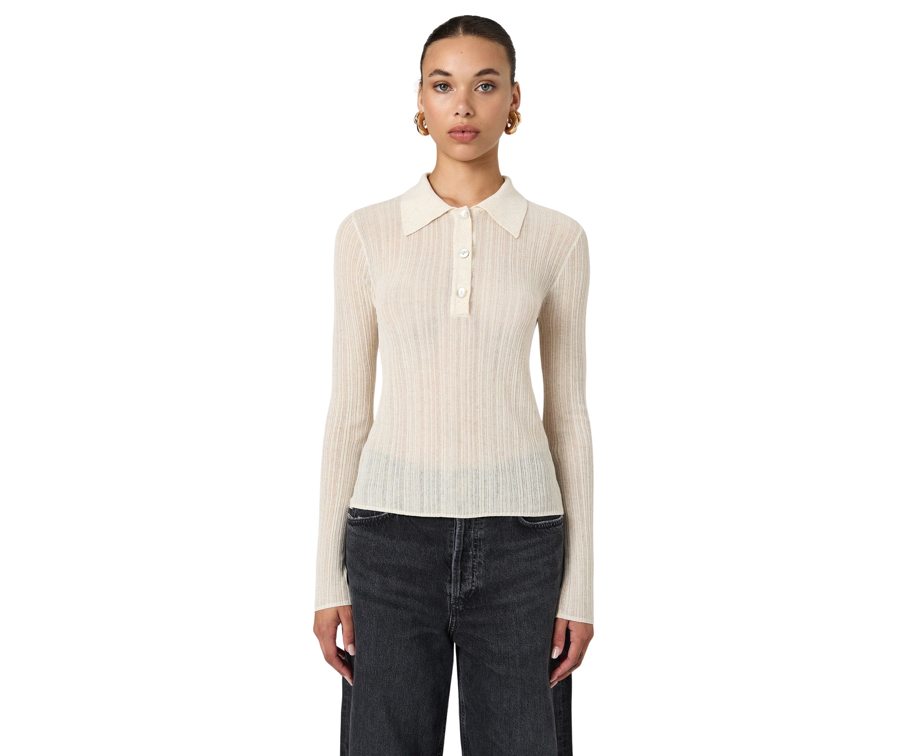 Linen Blend Button Up Top 
