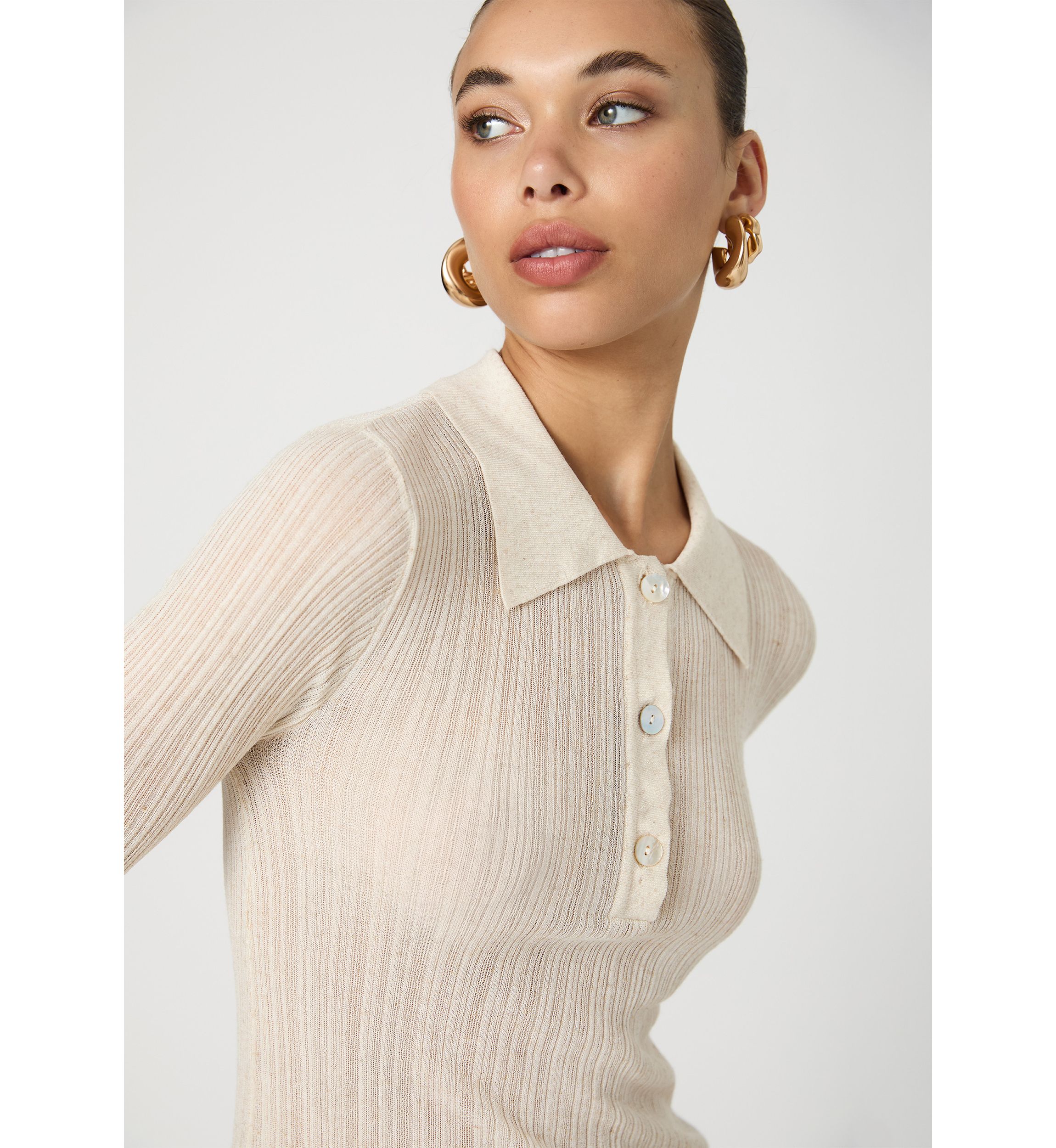 Linen Blend Button Up Top 