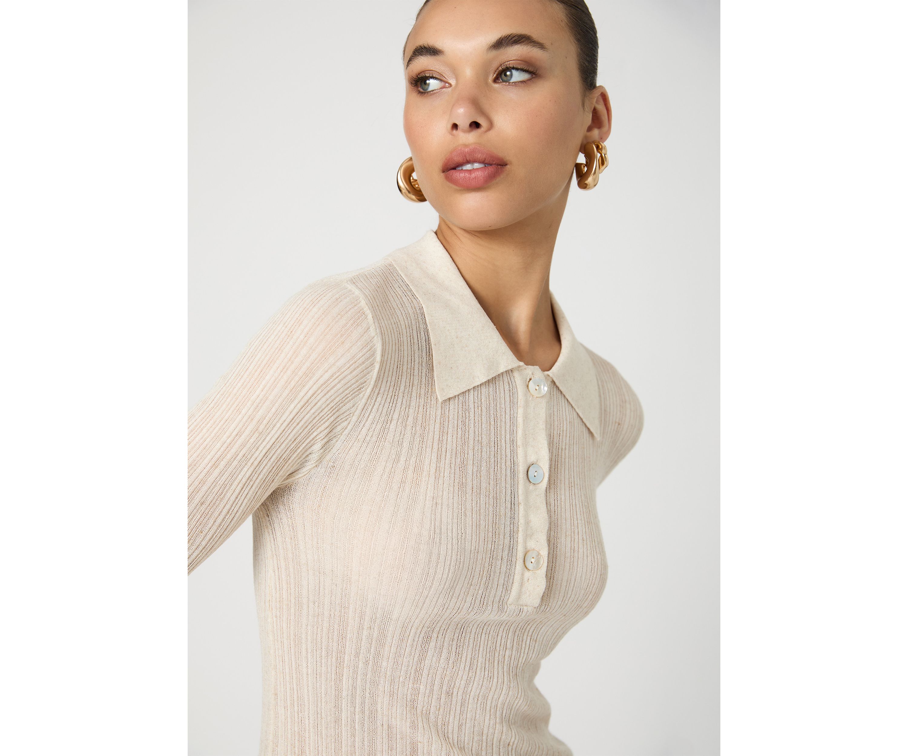 Linen Blend Button Up Top 