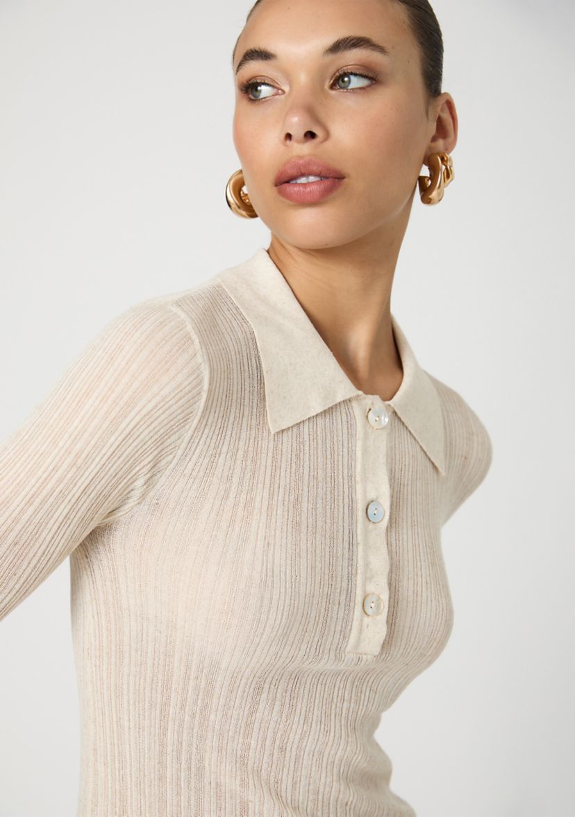 Linen Blend Button Up Top 