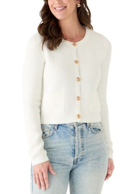 French Connection Women's Gold Button Babysoft Cardigan