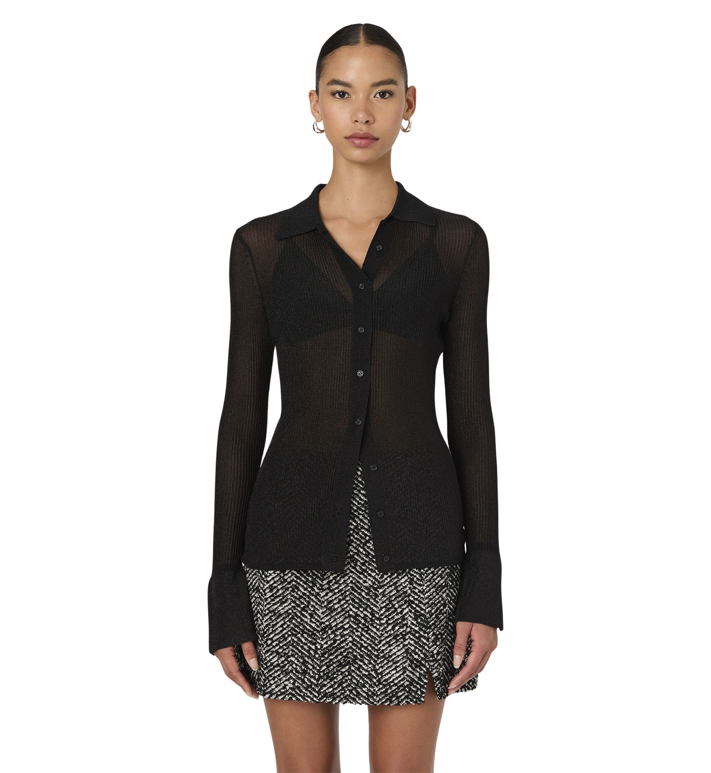 Lurex Mix Collared Top 