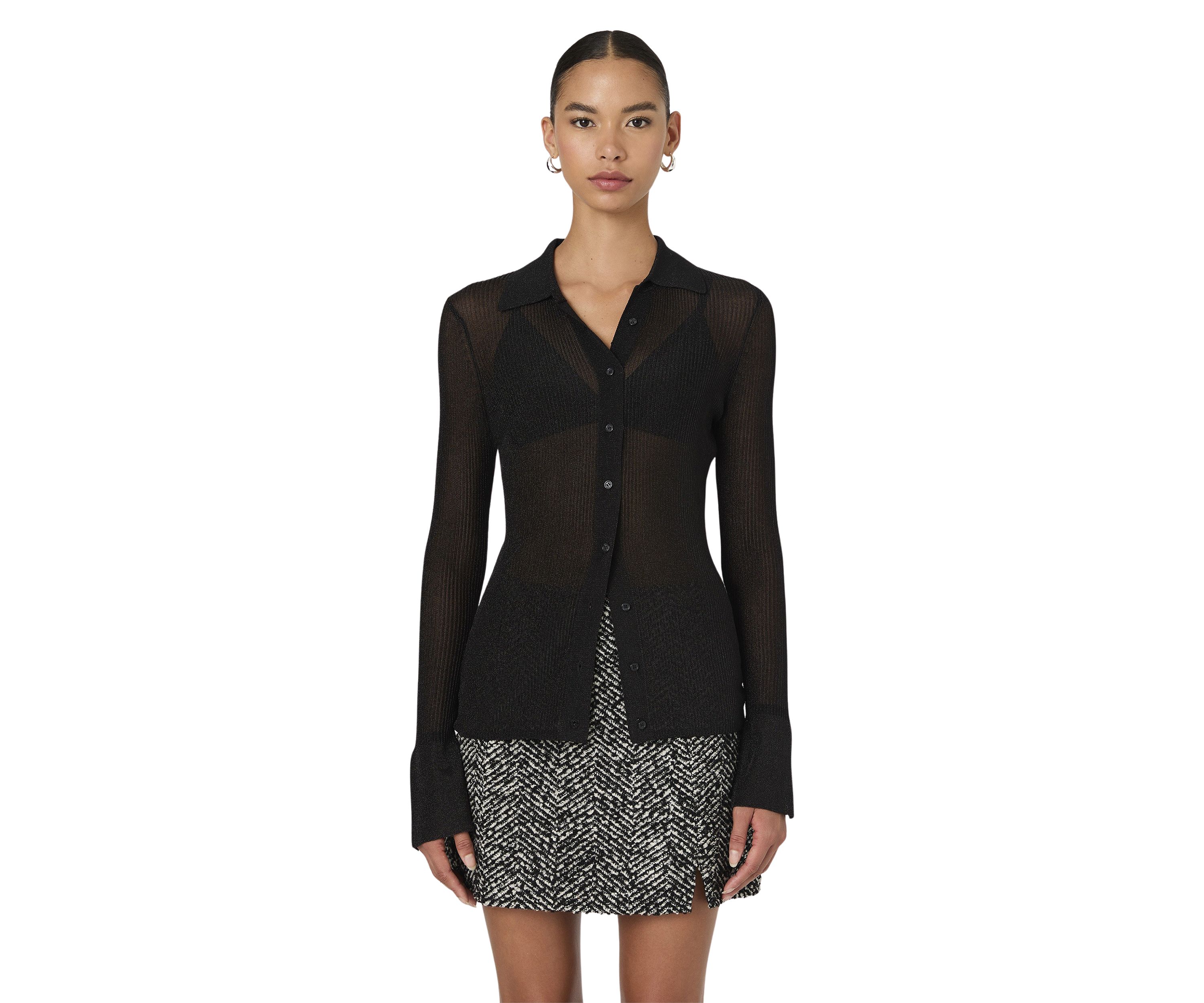 Lurex Mix Collared Top 