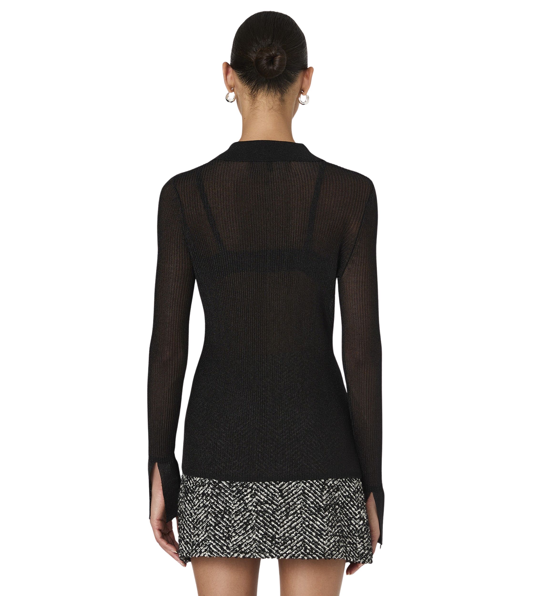 Lurex Mix Collared Top 