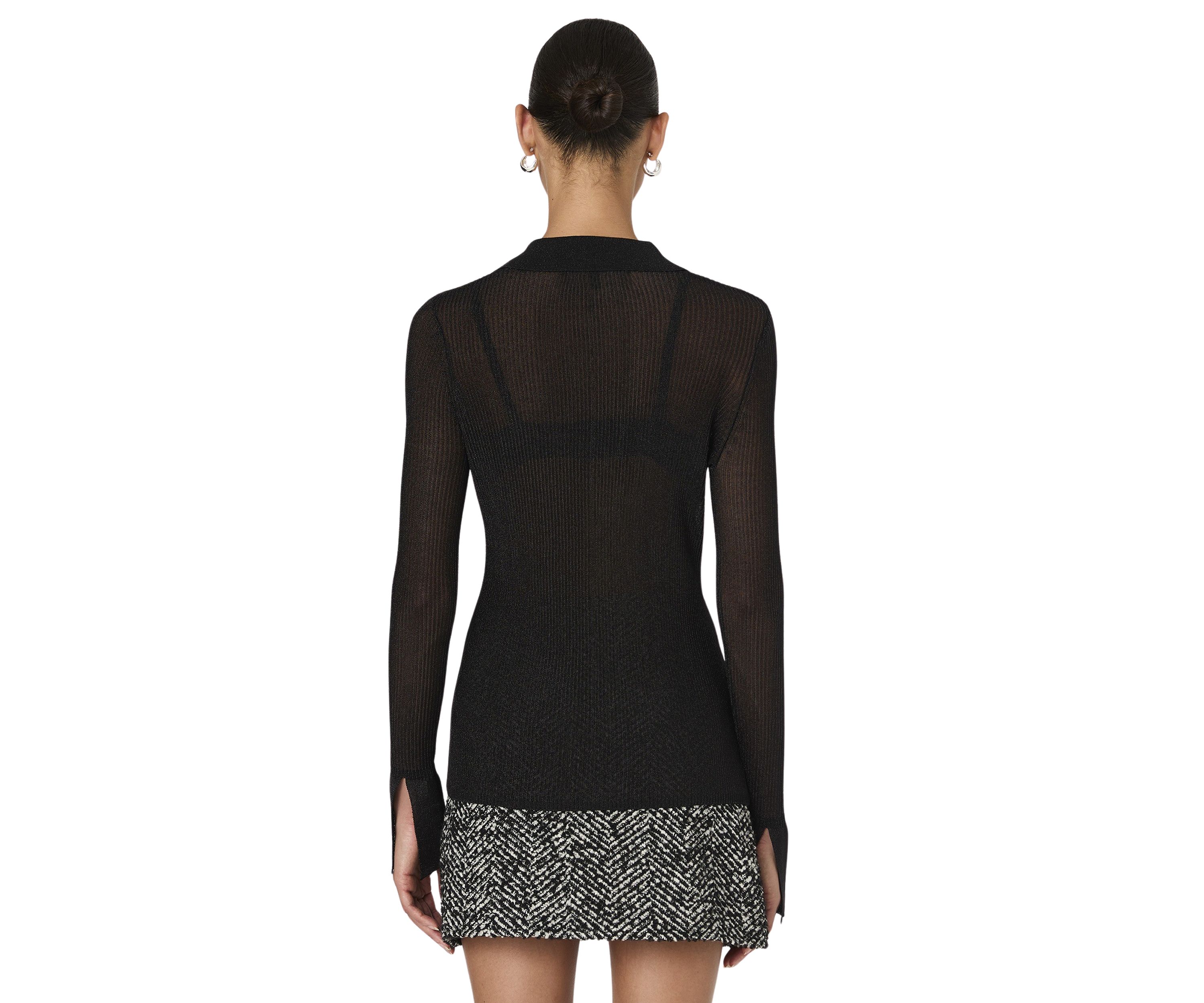 Lurex Mix Collared Top 