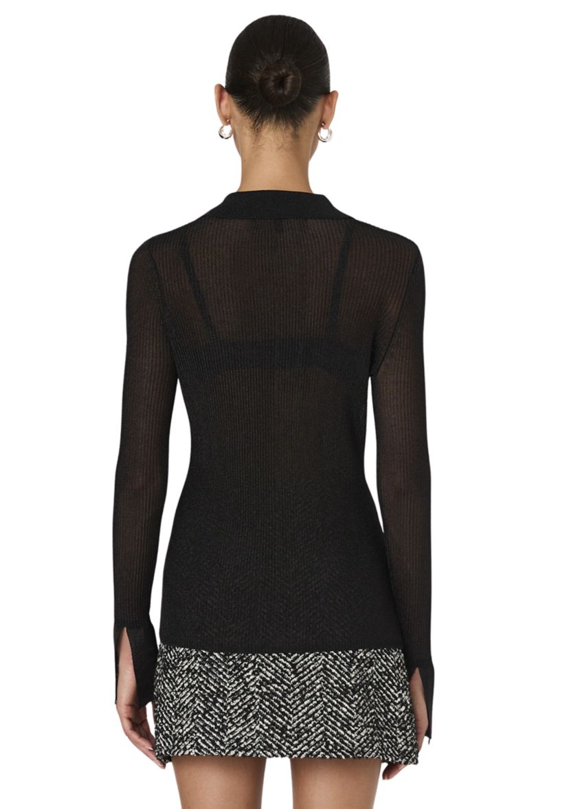 Lurex Mix Collared Top 