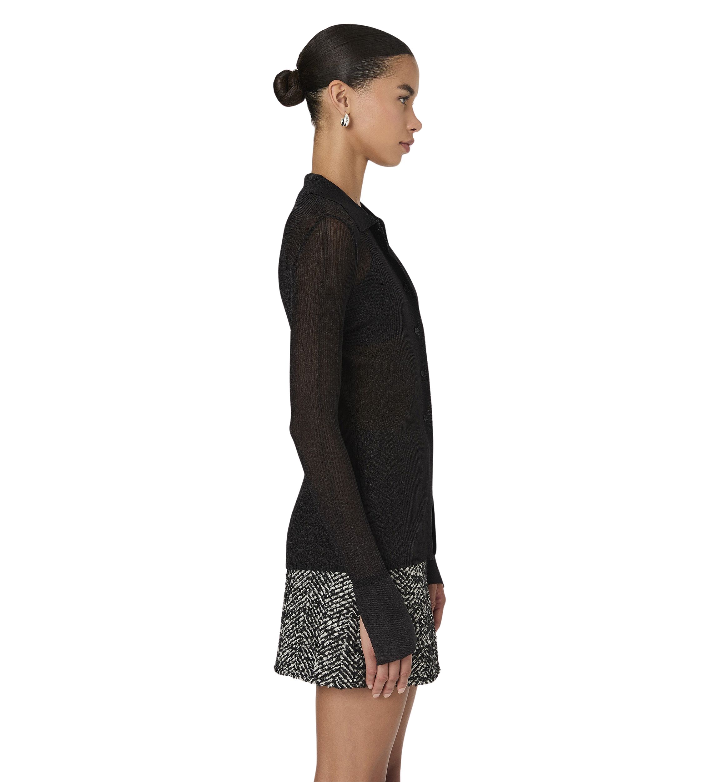 Lurex Mix Collared Top 