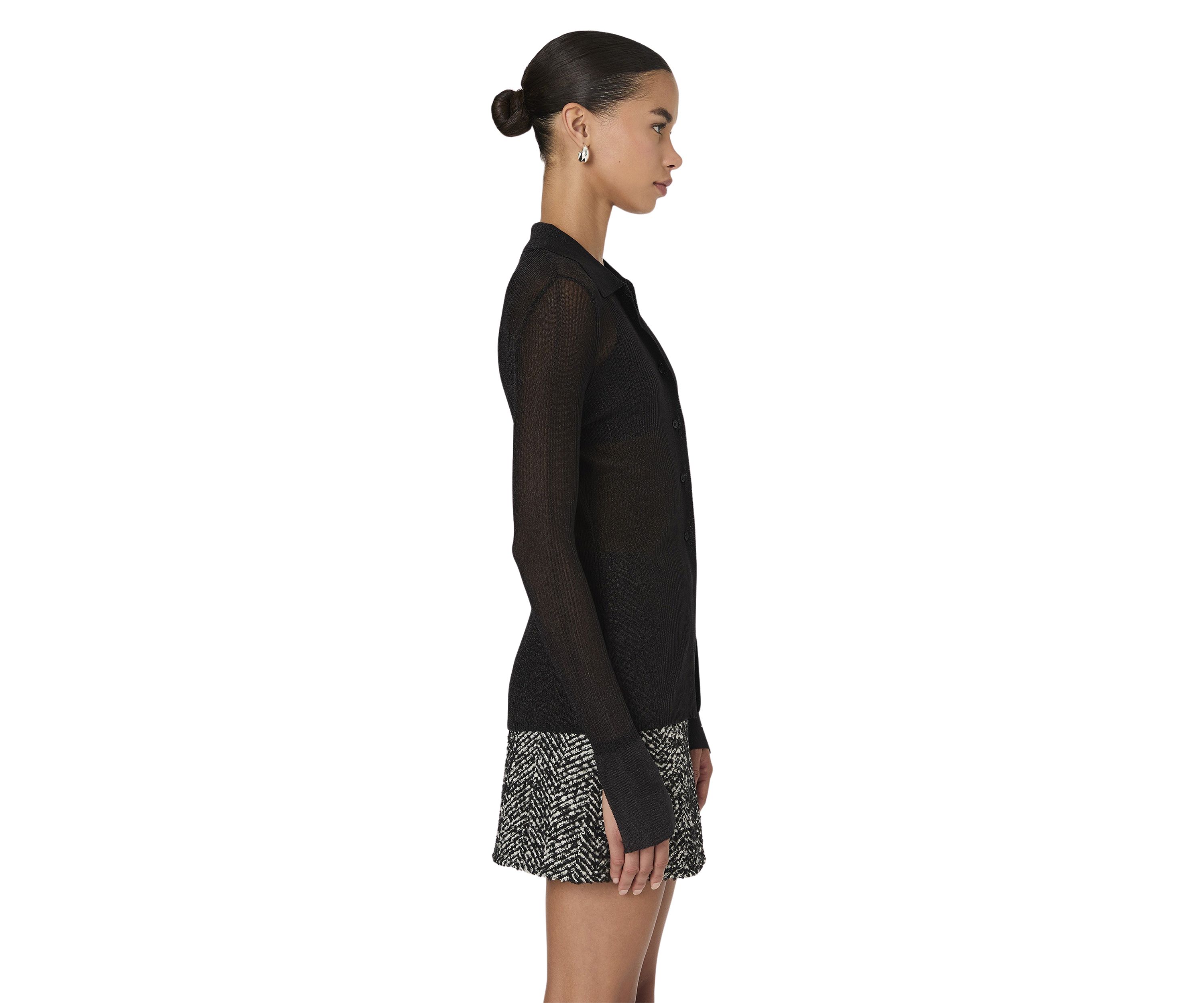 Lurex Mix Collared Top 