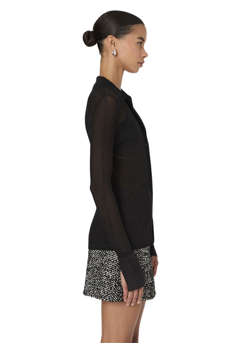 Lurex Mix Collared Top 