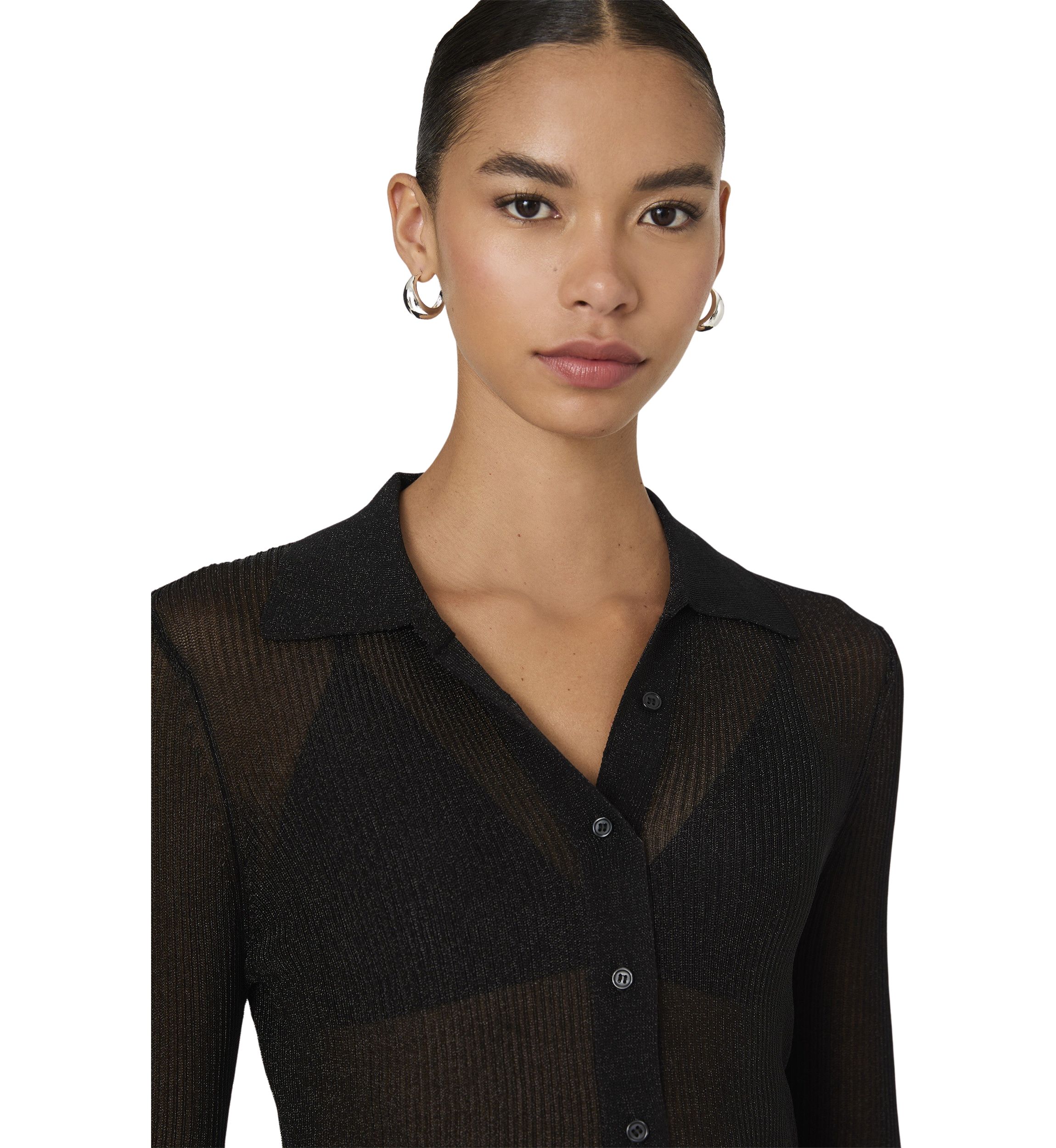 Lurex Mix Collared Top 