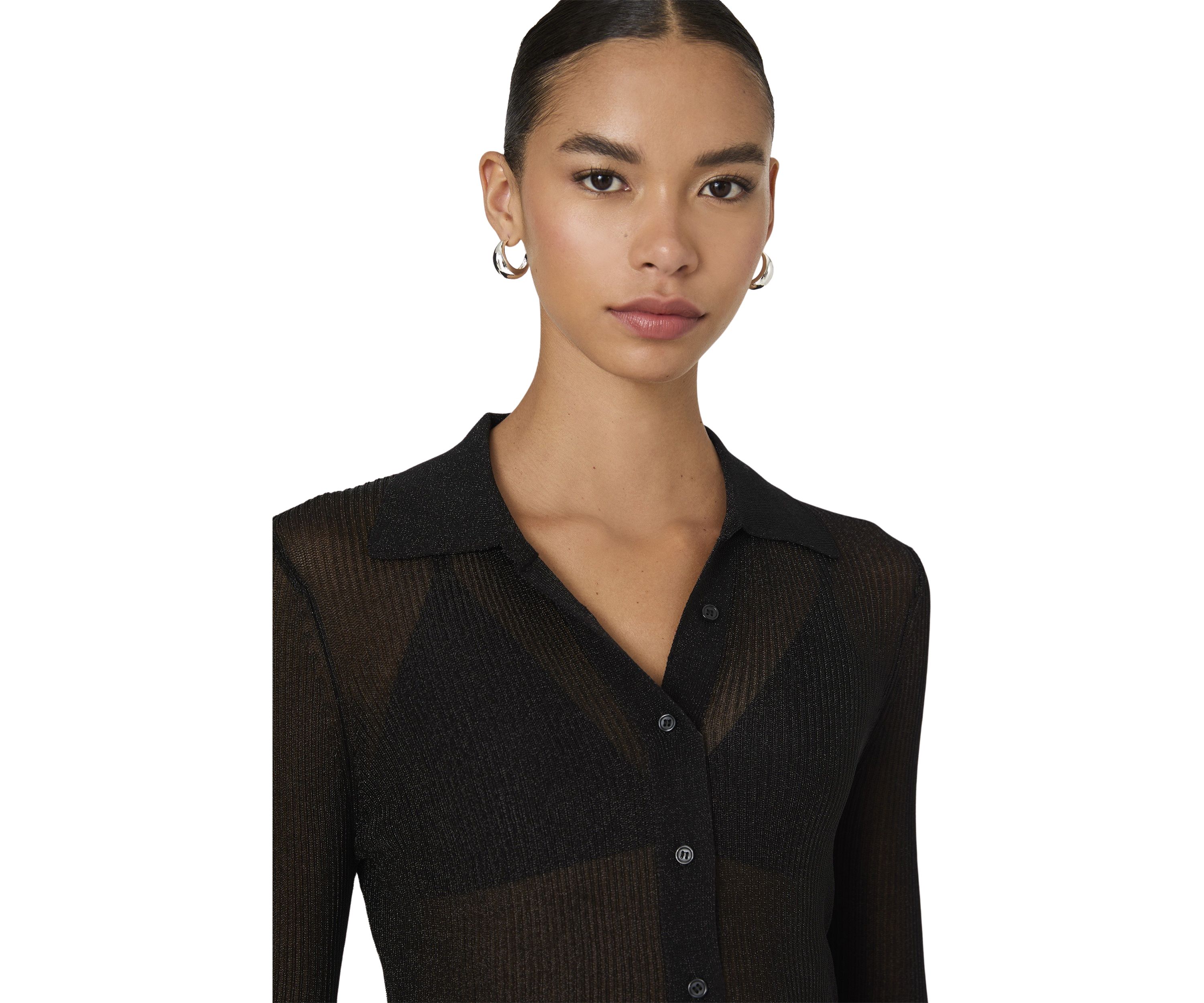 Lurex Mix Collared Top 