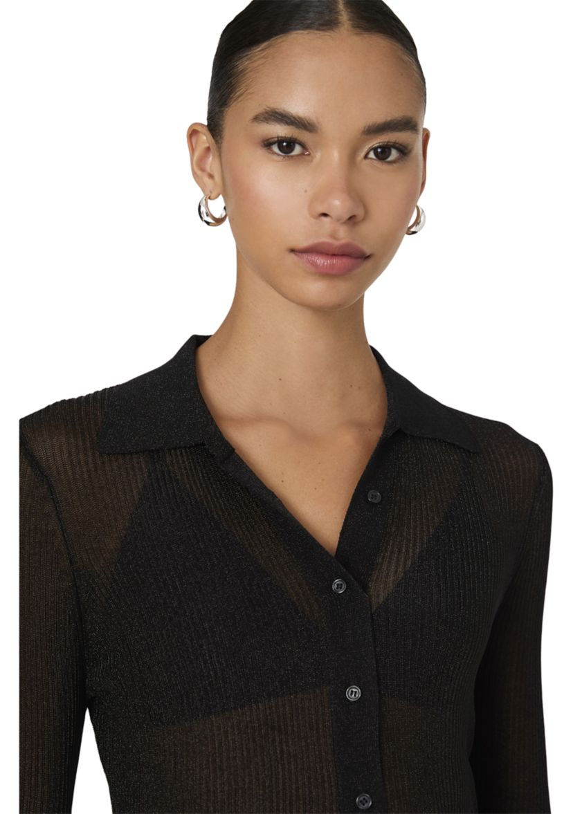 Lurex Mix Collared Top 