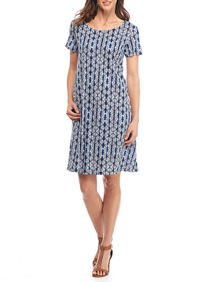 Kim Rogers Petite Short Sleeve Swing Printed Dress | Belk