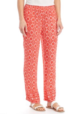 Kim Rogers® Petite Crinkle Border Travel Pants | belk