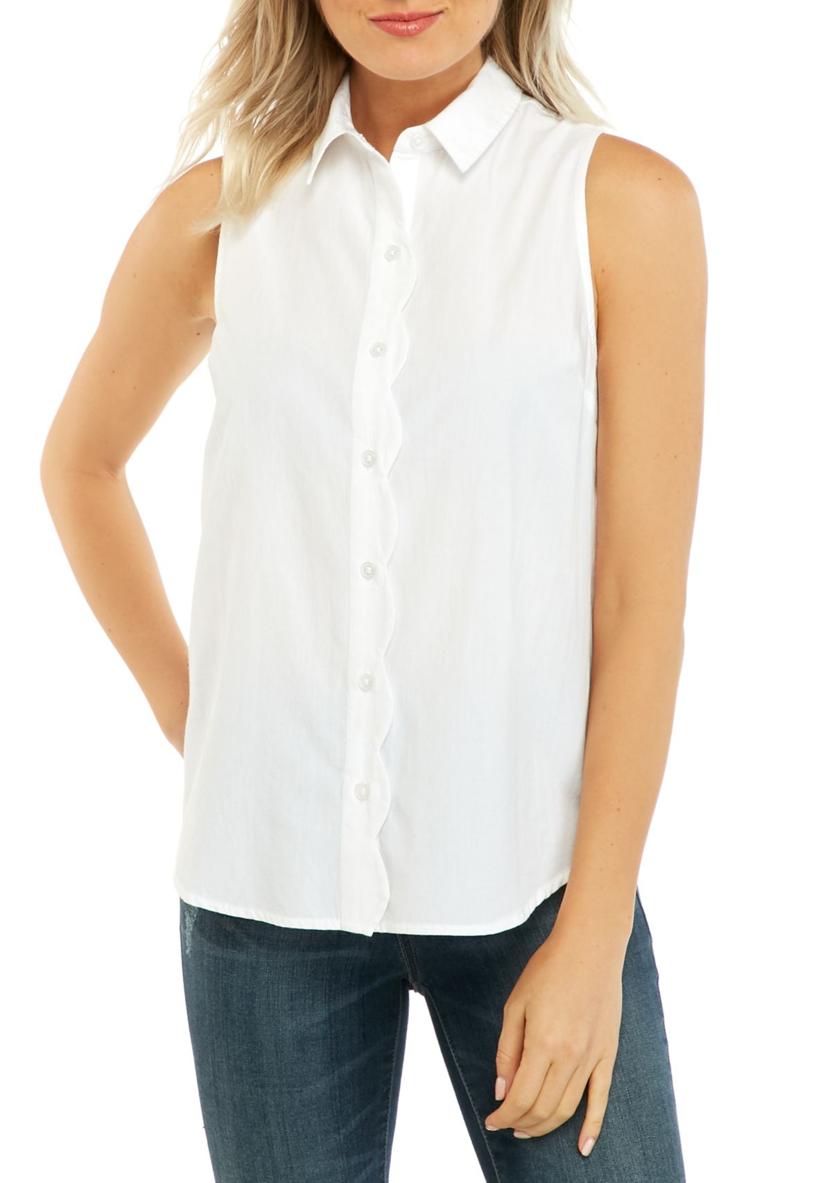 Petite Sleeveless Scallop Top 