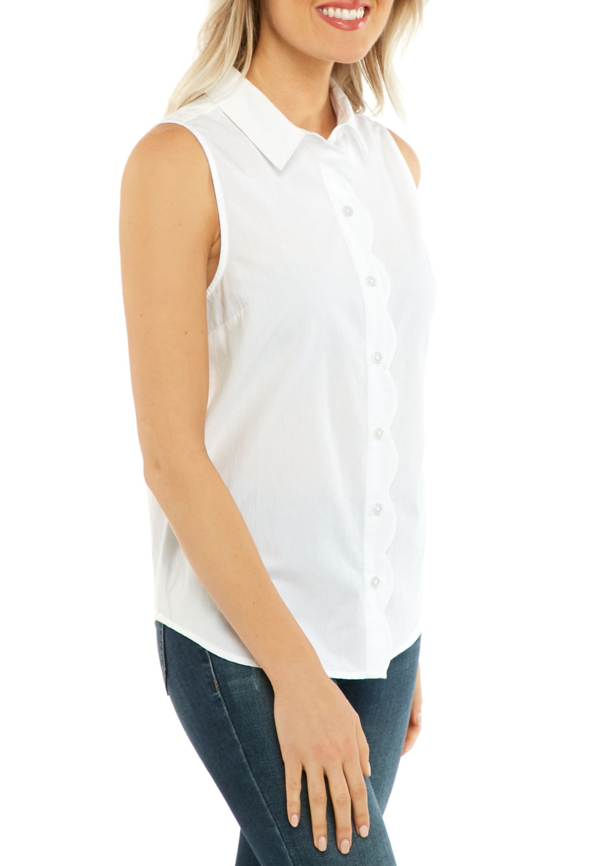 Petite Sleeveless Scallop Top 