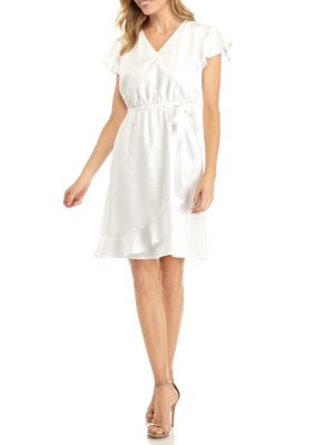 Kim Rogers® Petite Flutter Sleeve Wrap Dress | belk