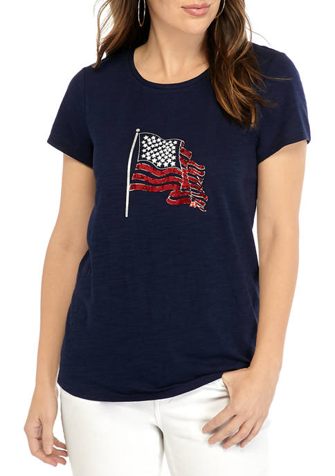 Kim Rogers® Petite Embellished Art Graphic T-Shirt