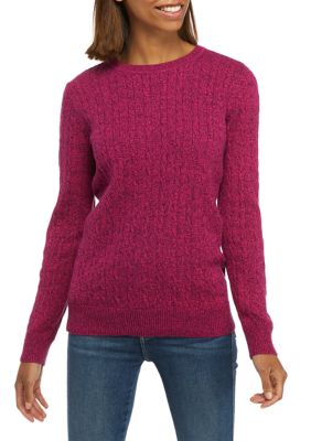 Kim Rogers® Petite Marled Cable Knit Sweater | belk