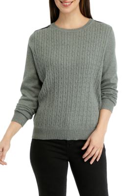 Kim Rogers® Petite Long Sleeve Cable Knit Crew Sweater | belk