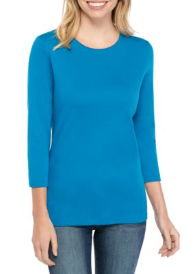 Kim Rogers® Petite 3/4 Sleeve Crew Neck T Shirt | belk