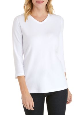 Kim Rogers® Petite V Neck Solid Essential T Shirt | belk