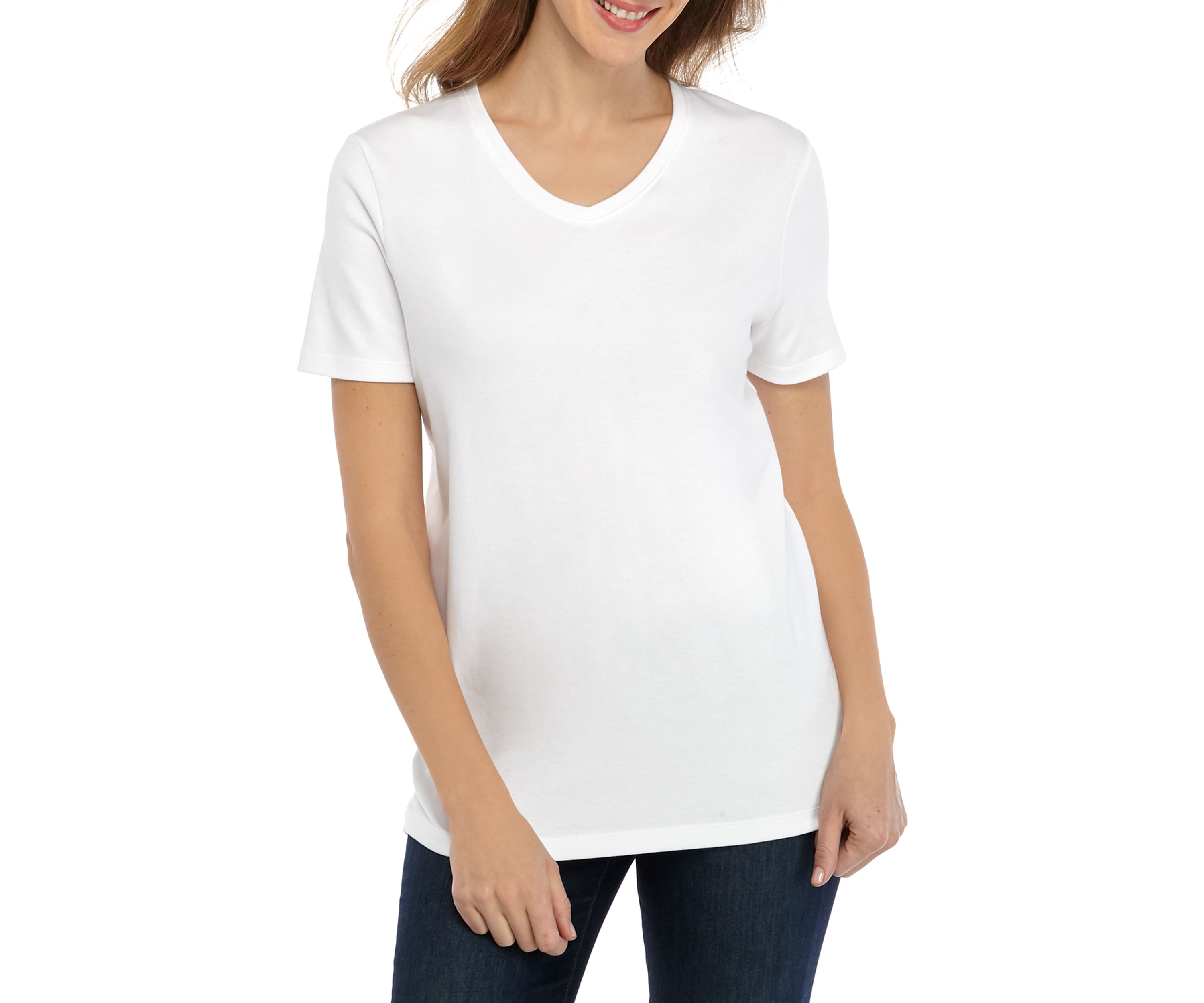 Womens Perfectly Soft Short Sleeve V-Neck T-Shirt                                                        