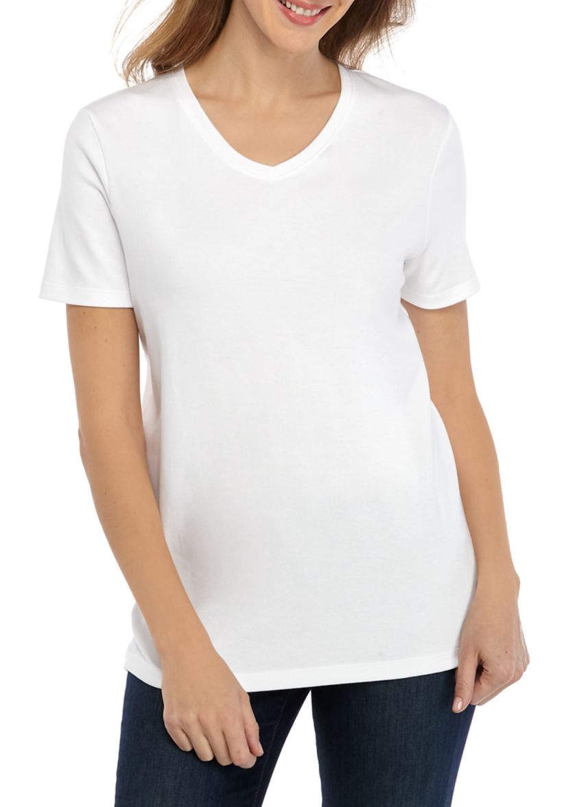 Womens Perfectly Soft Short Sleeve V-Neck T-Shirt                                                        