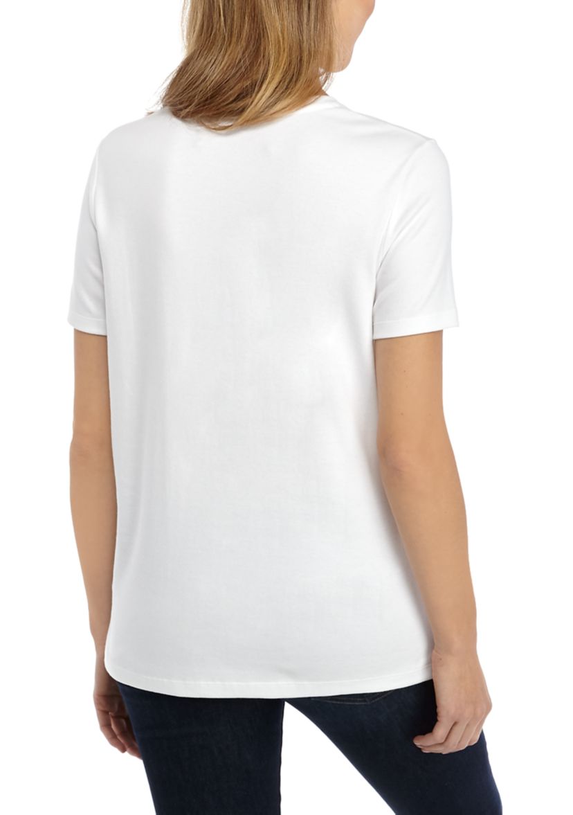 Womens Perfectly Soft Short Sleeve V-Neck T-Shirt                                                        